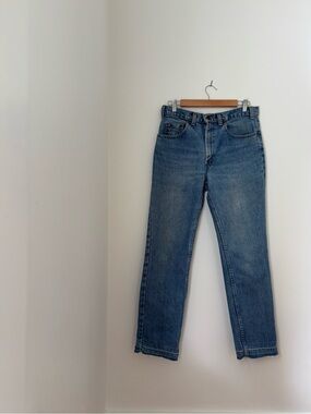 Vintage straight leg Levi’s 531s butter soft mid blue raw hem high waisted